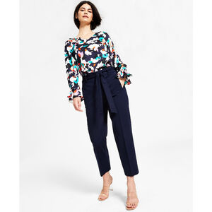 Bar III Women's XXL Navy Blue Tie Front Cropped Comfortable Dress Pants NWT